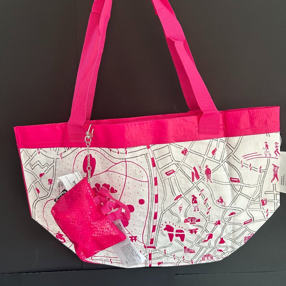 NWT IKEA Harajuku Map Tote with matching Knolig Mini Tote Keychain!